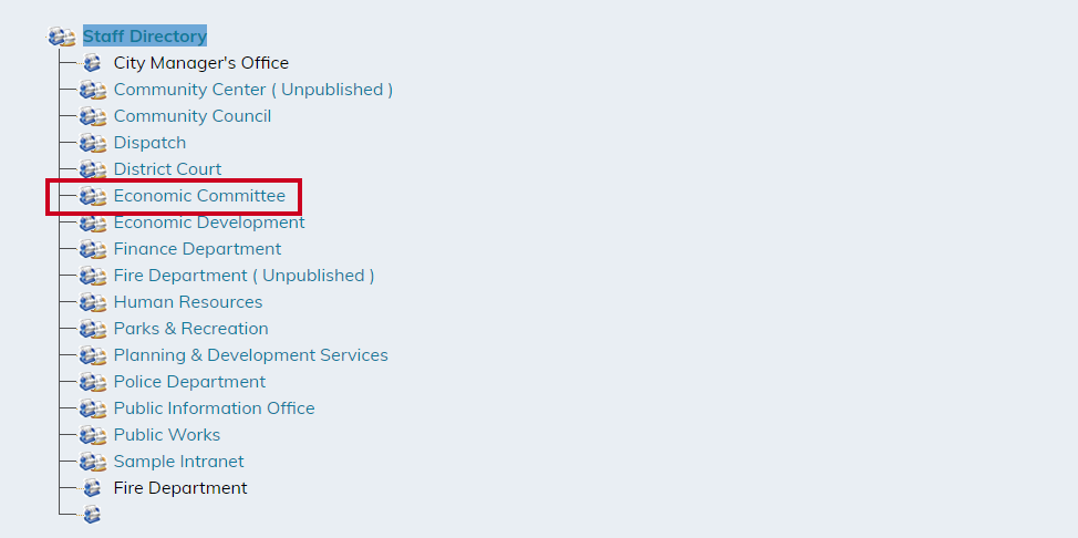 select a department