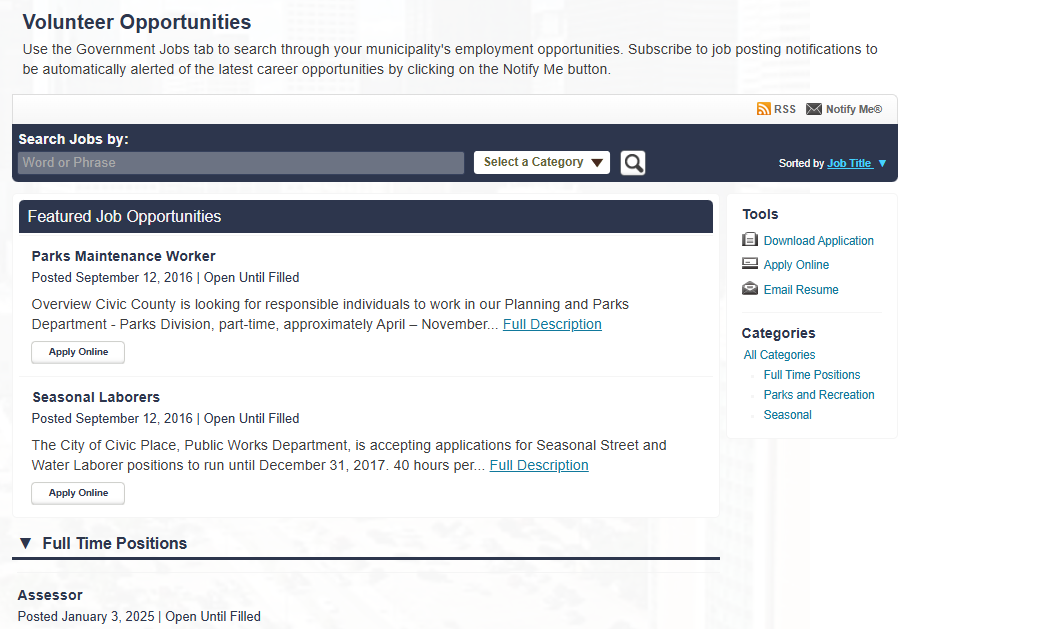 View front end of job posting.