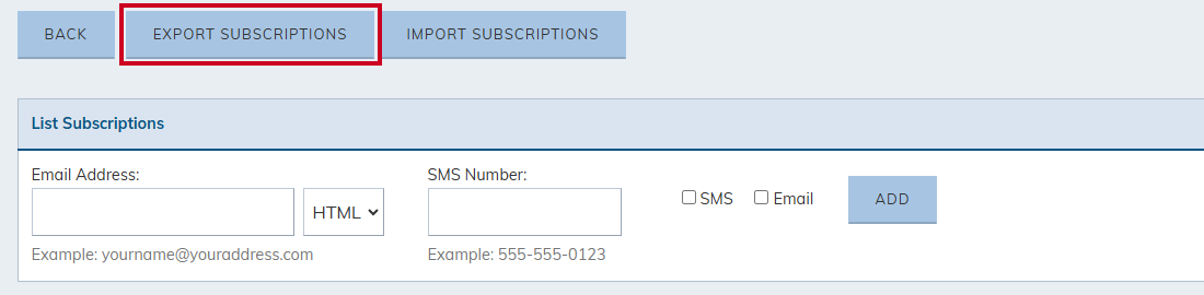 Export subscriptions.