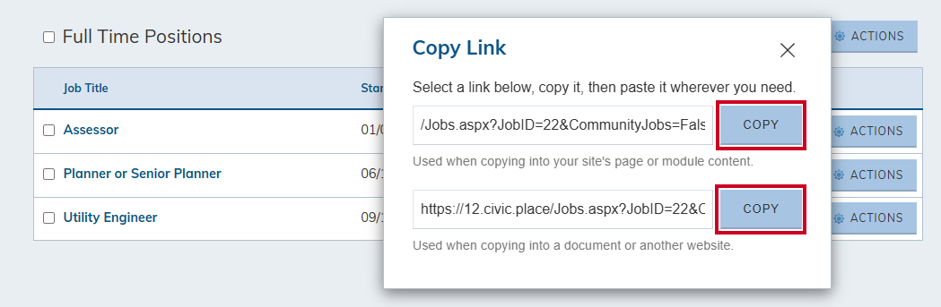 copy links