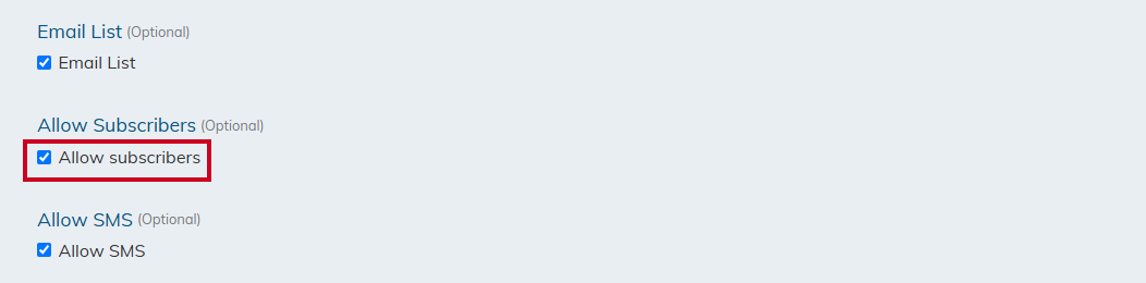 Allow Subscribers checkbox.