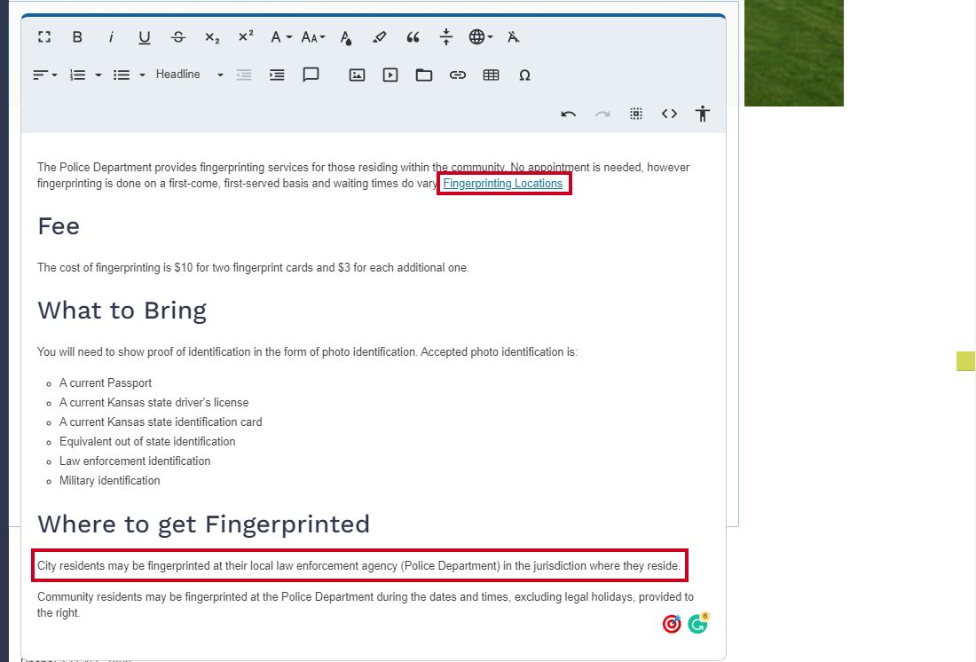View your content to check that your Anchor Link appears as a link and the text it links to as plain text.