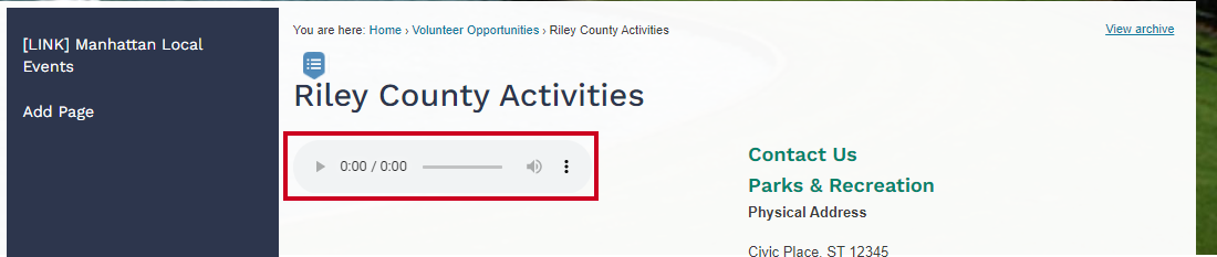 View the resulting audio/video player created by your HTML.