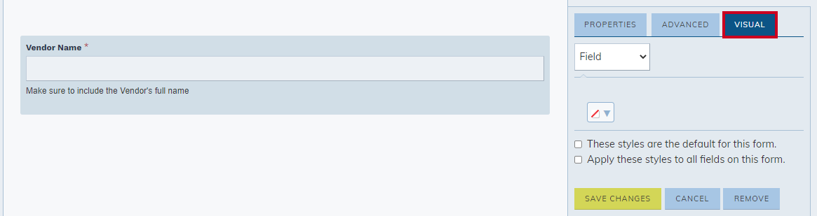 Visual tab.