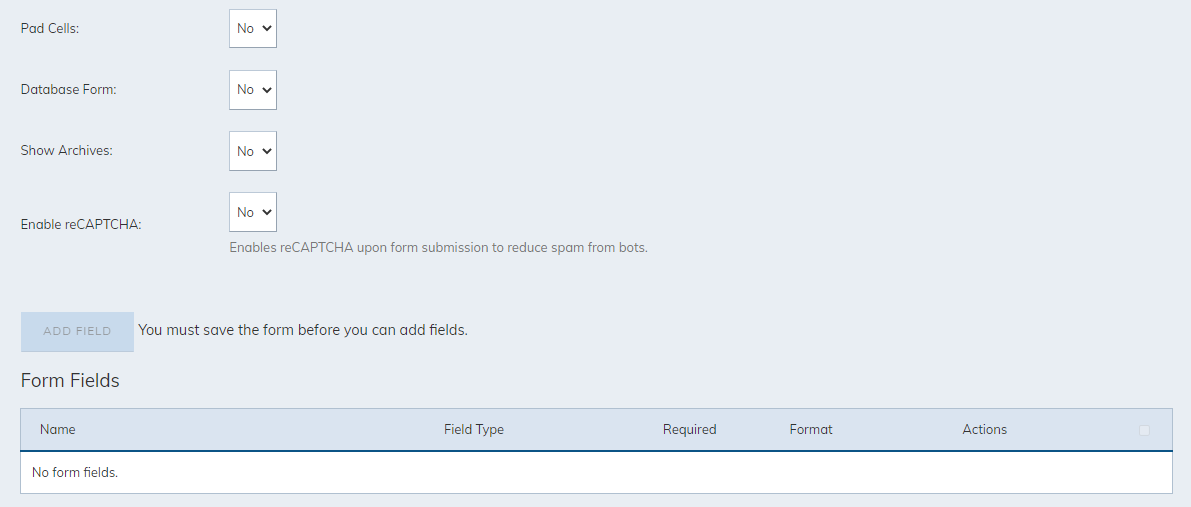 information fields continued