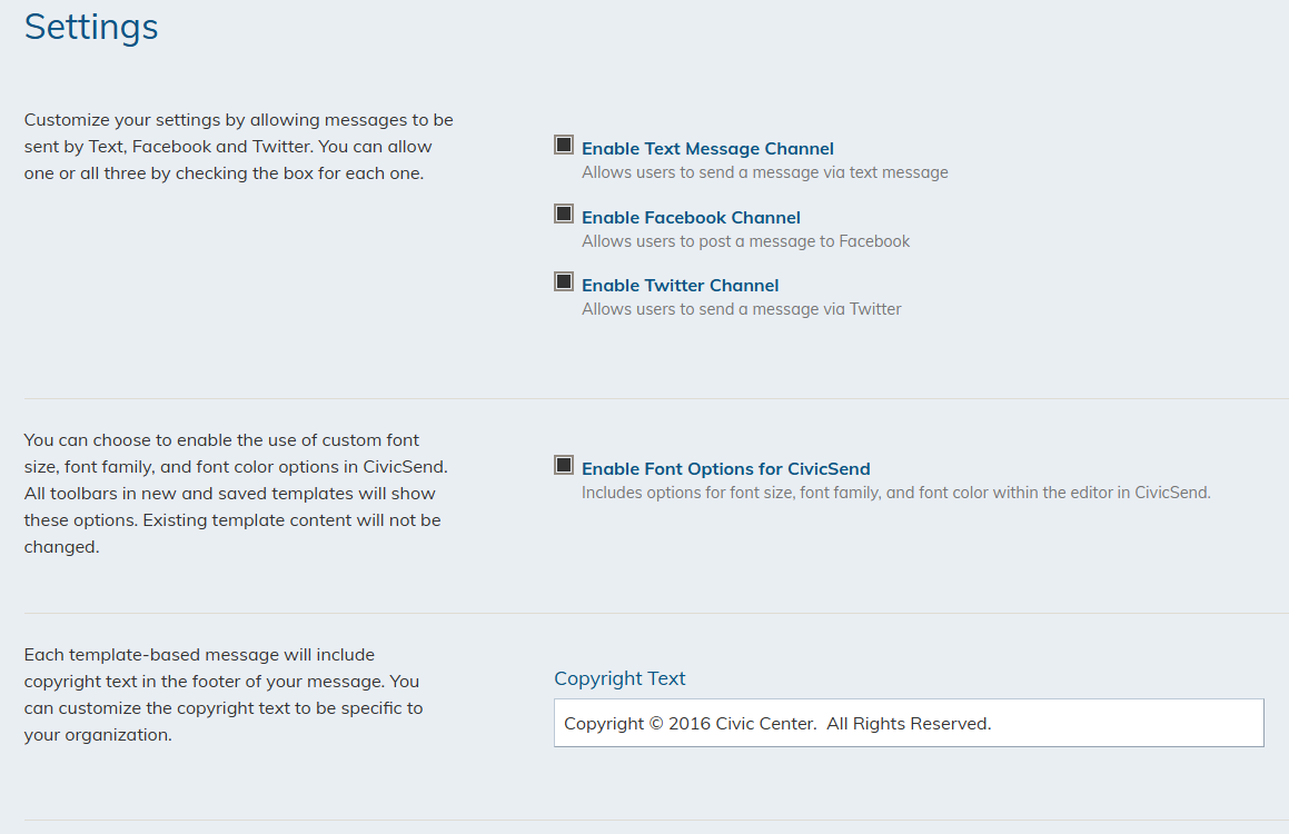 configure settings
