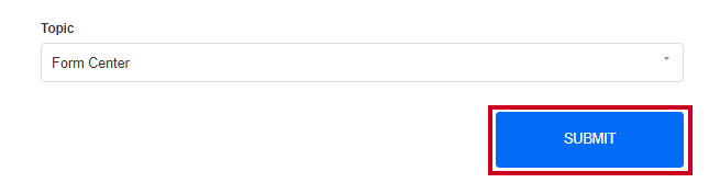A blue, rectangular Submit button that can be clicked to add a new post to the Help Center Community.