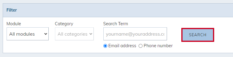 The Search button applies the filters to the results.