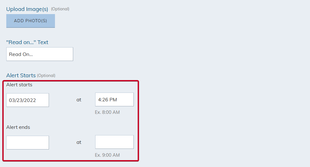 alert starts