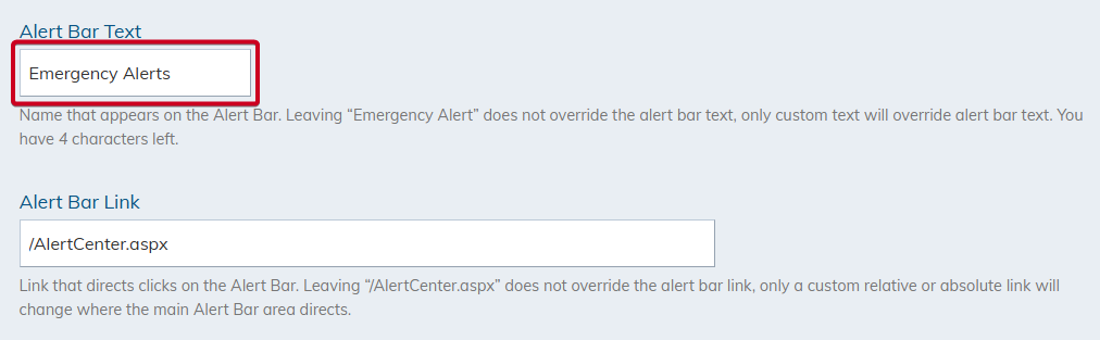 alert bar text