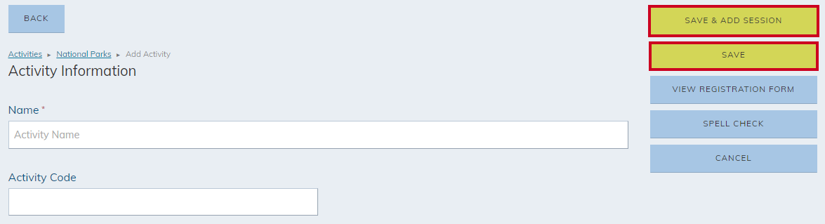 save and add session or save