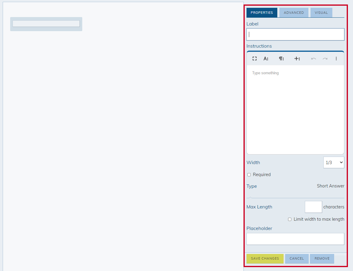 Configure the field properties.