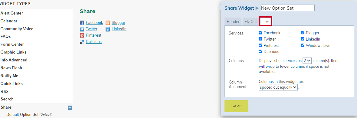 list tab