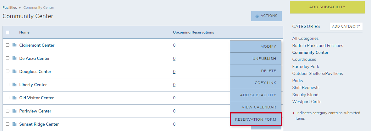 reservation form action