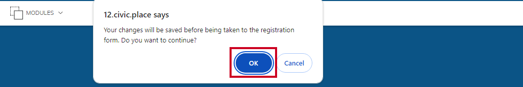 Pop-up confirmation.