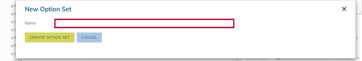 new option set pop-up name