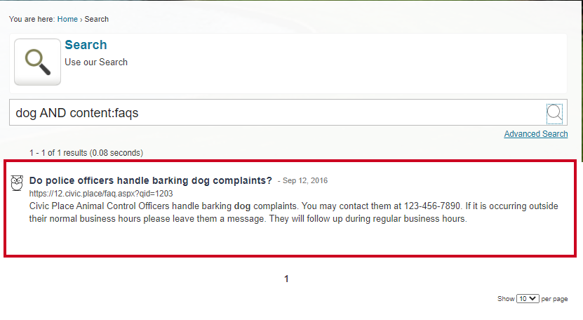 One entry in an example search results list.