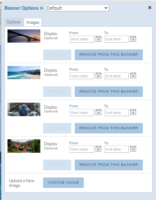 Banner Options Images Tab.