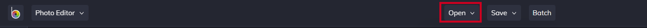 The Open dropdown.