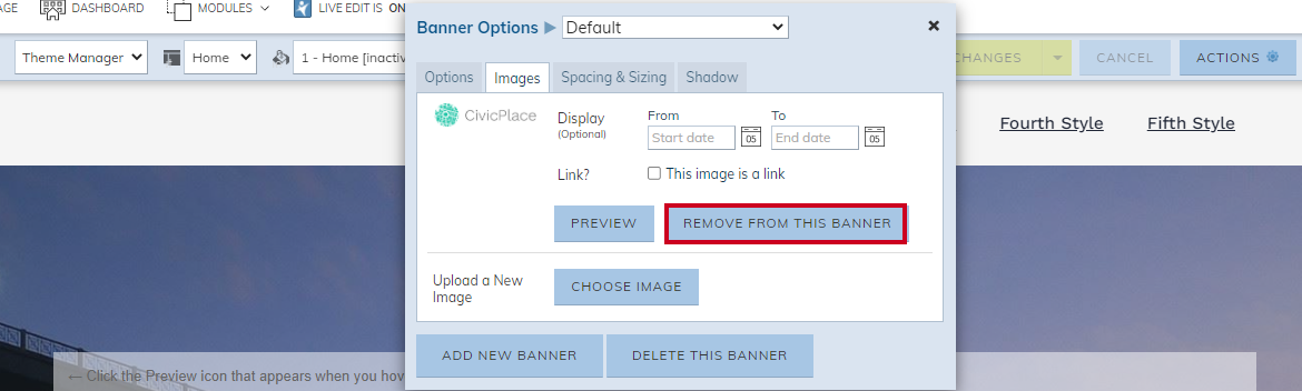 remove from this banner button