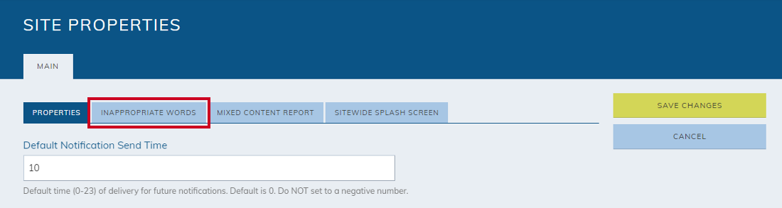 inappropriate words tab