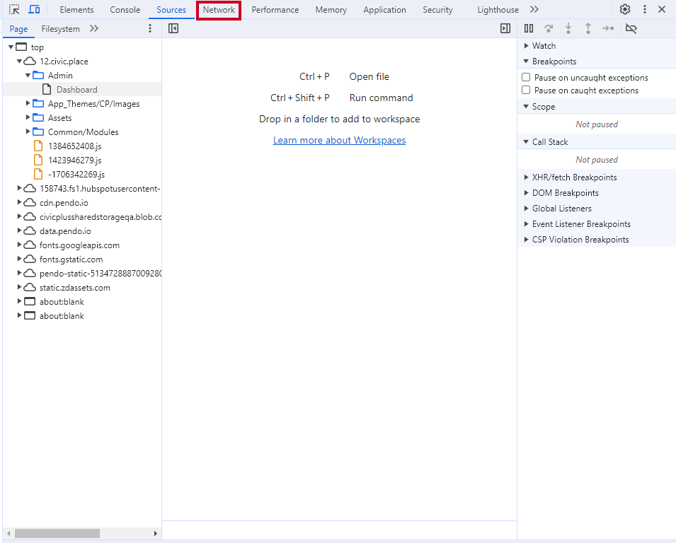 Chrome browser tools Network tab.