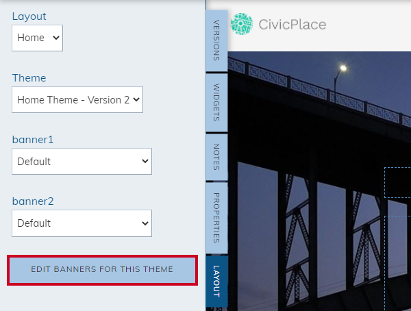 Edit Banners for This Theme button