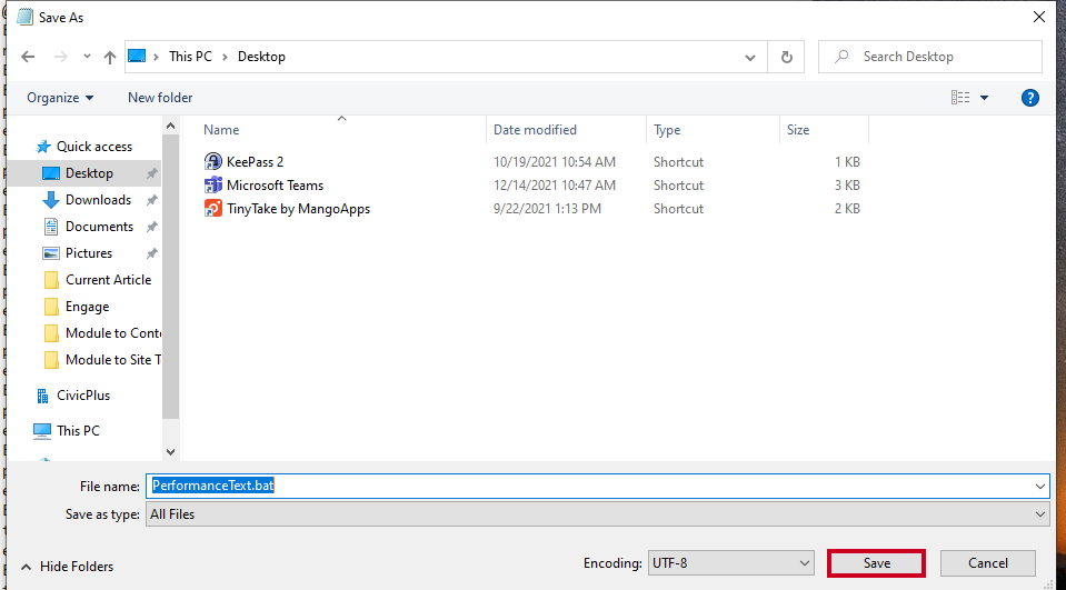 A gray save button at the bottom-right corner of the File Explorer window.
