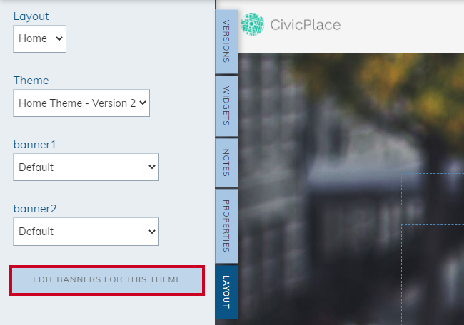 Edit Banners for this Theme button.