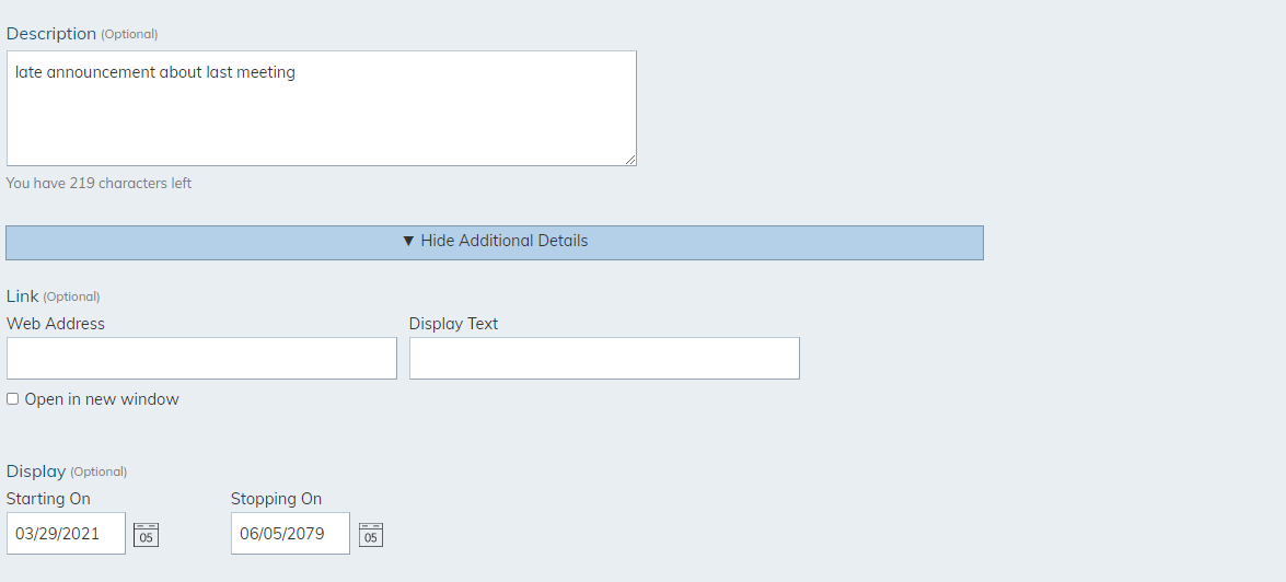 edit fields, continued
