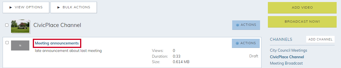 video title
