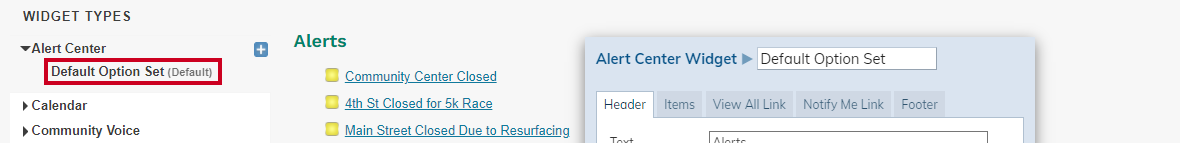 default option set