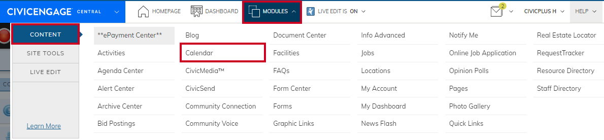 Navigate to Calendar