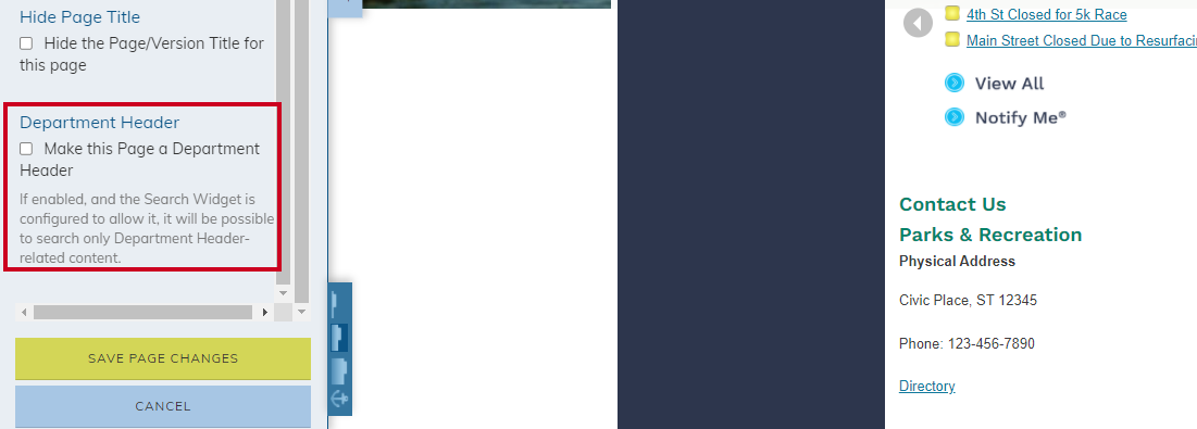 department header checkbox