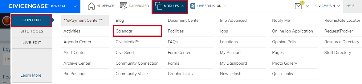 navigate to calendar