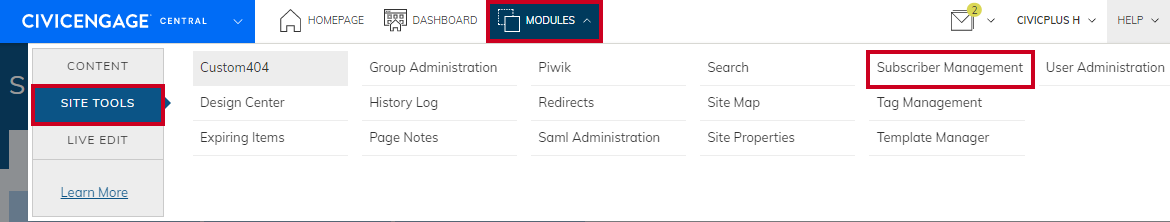 navigate to subscriber management