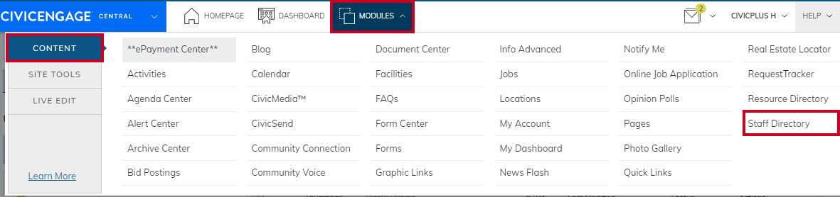 Navigate to Staff Directory