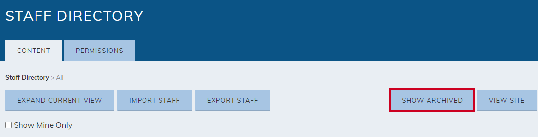 show archived button.