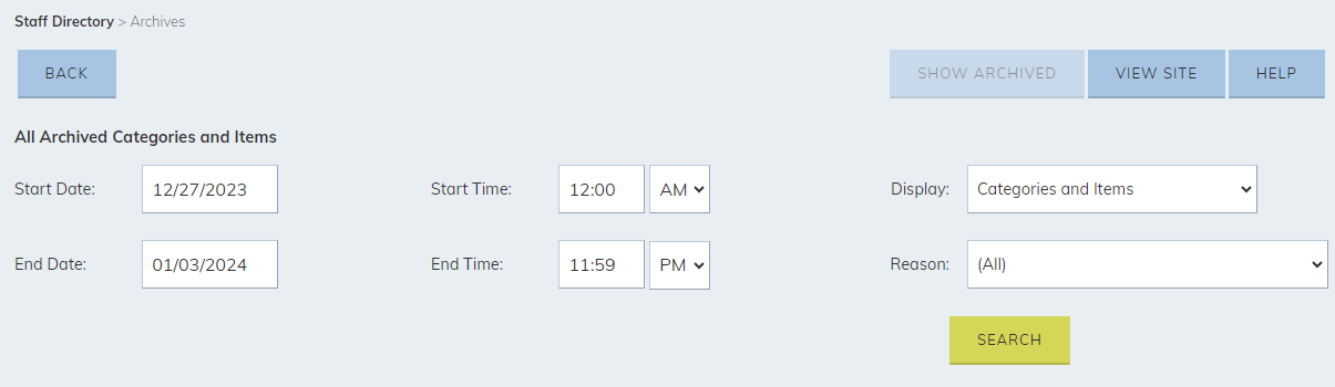 filter options.