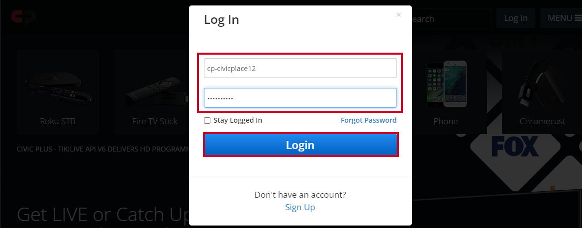 log in
