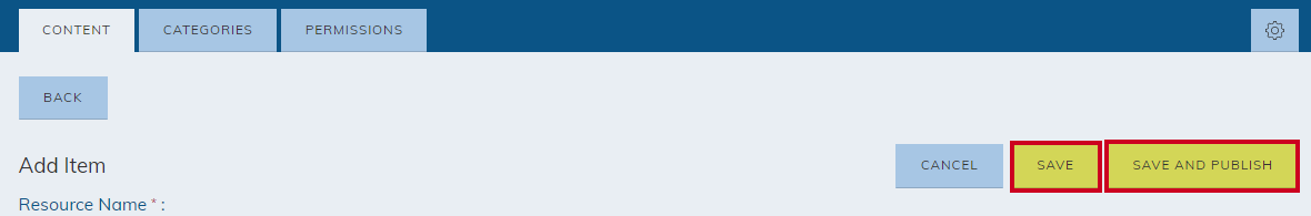 Save or save and publish buttons.