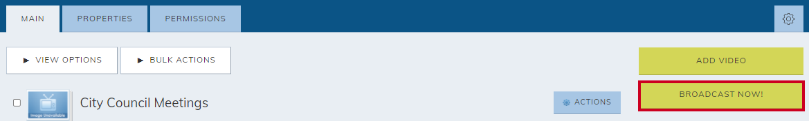 broadcast now button