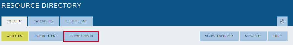 export items button