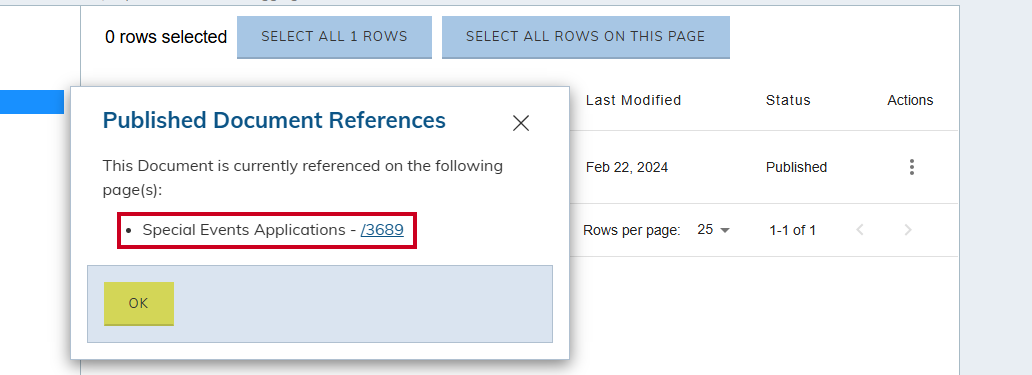 Published document references pop-up.