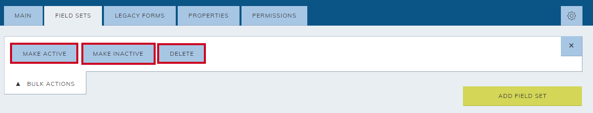 make active, make inactive, or delete buttons