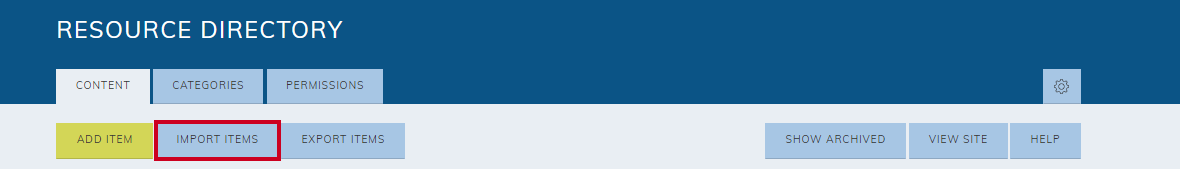 import items button