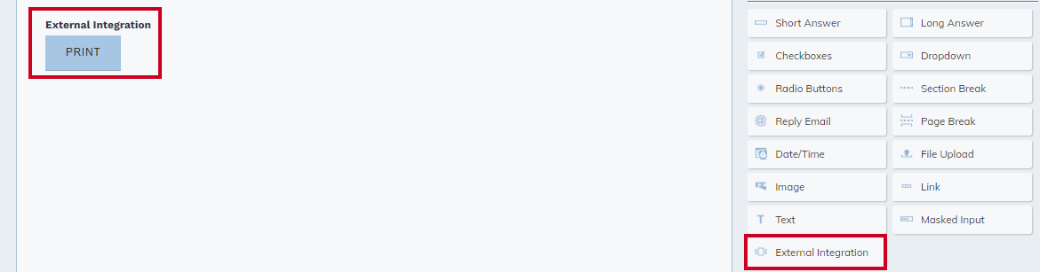 add external integration command button