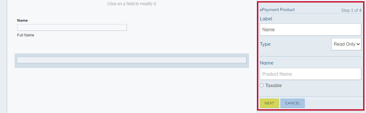 The ePayment Product's setting options.