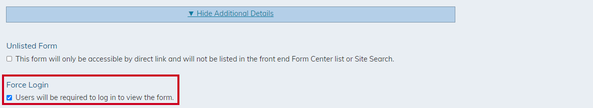 force login checkbox