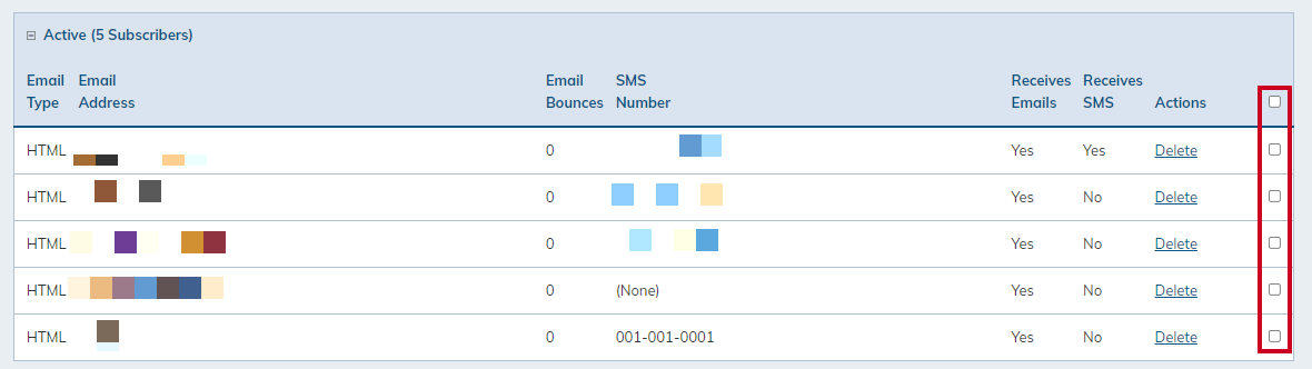 select checkboxes